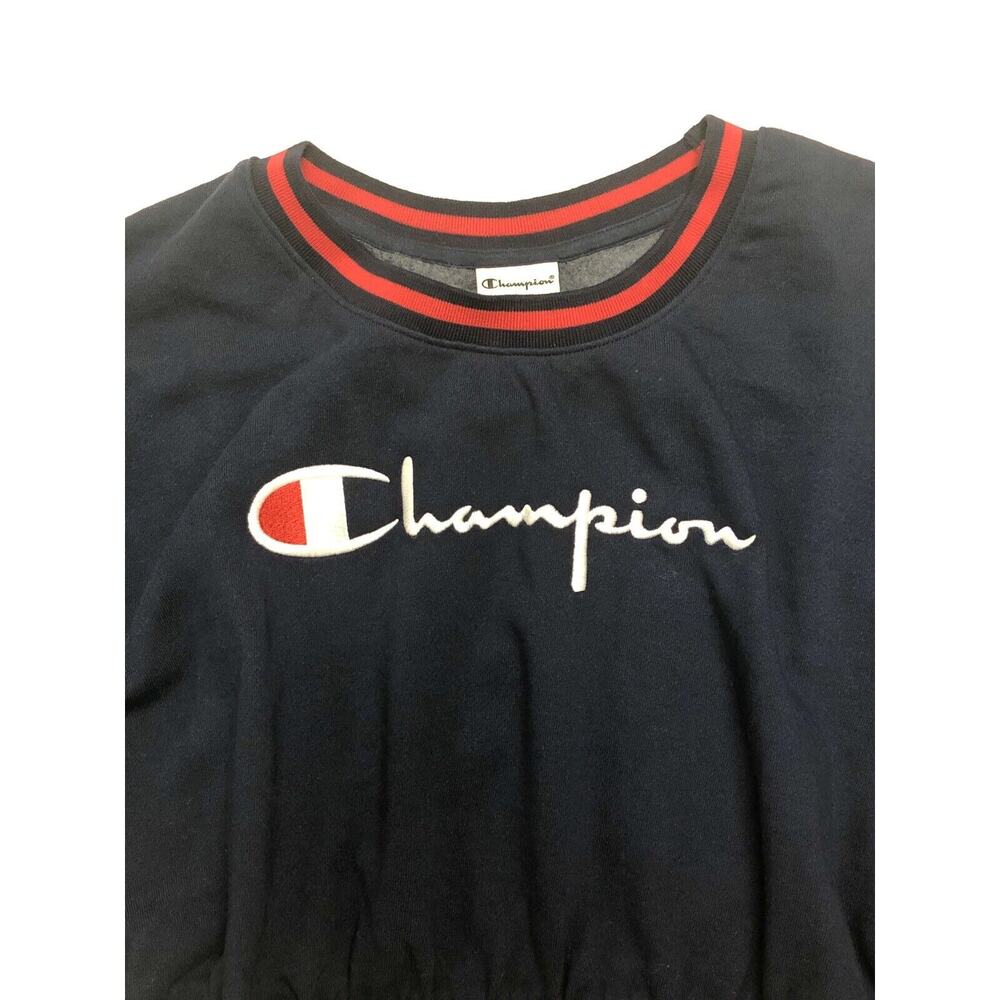 Champion Womens Crop Top Short Sleeve Sweatshirt Logo Cropped Fleece Size XL - Picture 2 of 6